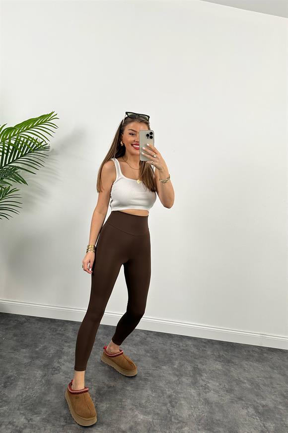 Fit Love Oysh Model İçi Şardonlu Toparlayıcı Tayt Kahve