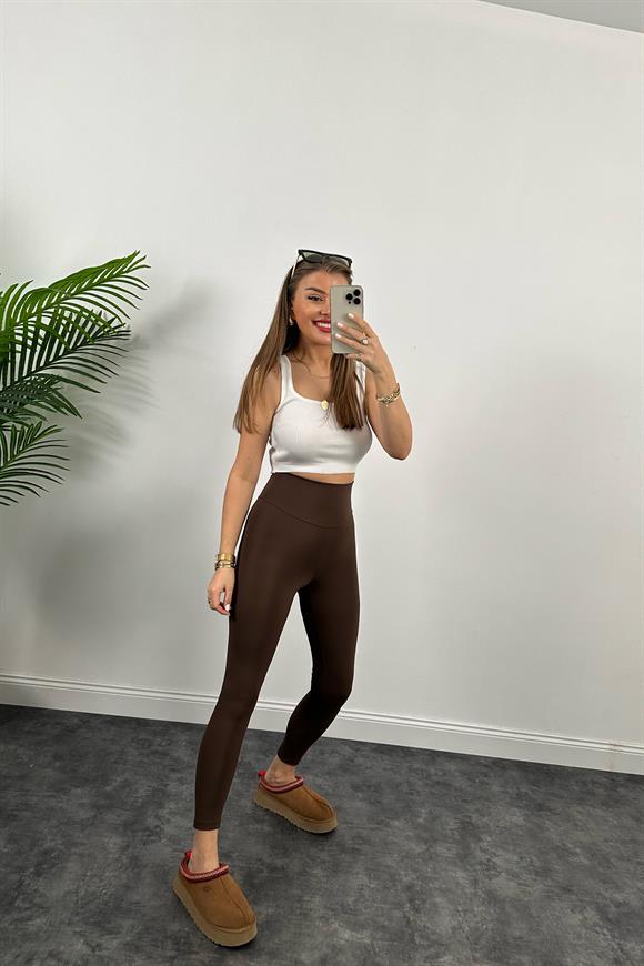 Fit Love Oysh Model İçi Şardonlu Toparlayıcı Tayt Kahve