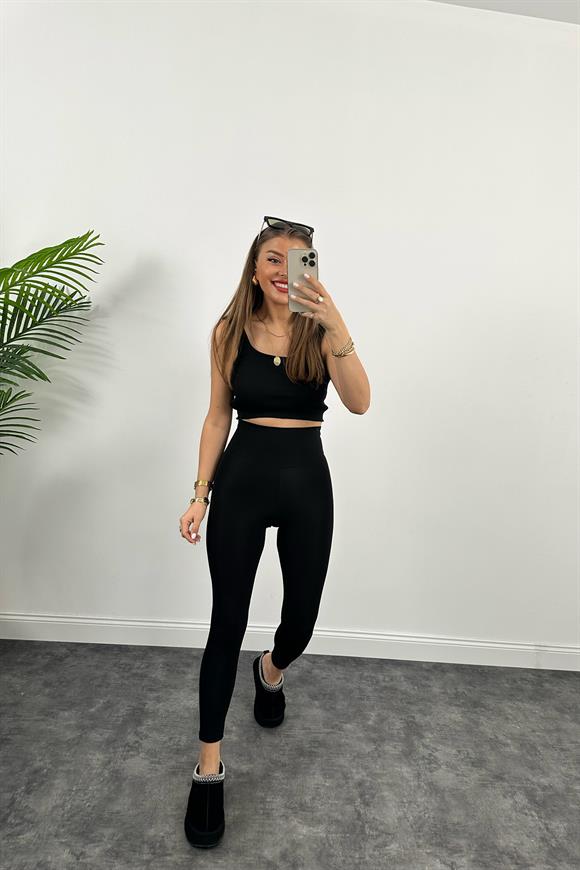 Fit Love Oysh Model İçi Şardonlu Toparlayıcı Tayt Siyah