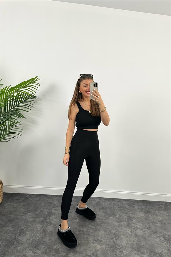 Fit Love Oysh Model İçi Şardonlu Toparlayıcı Tayt Siyah