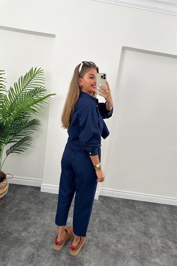 Galia Premium Kalite Gömlek Jogger Pantolon Takım Lacivert 