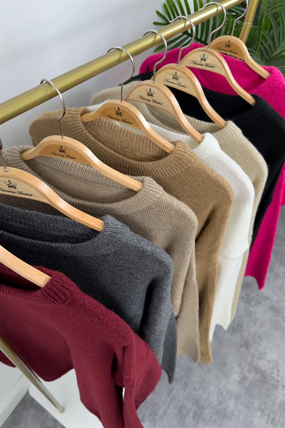 Geniş Kol Basic Yumoş Salaş Kazak Bej