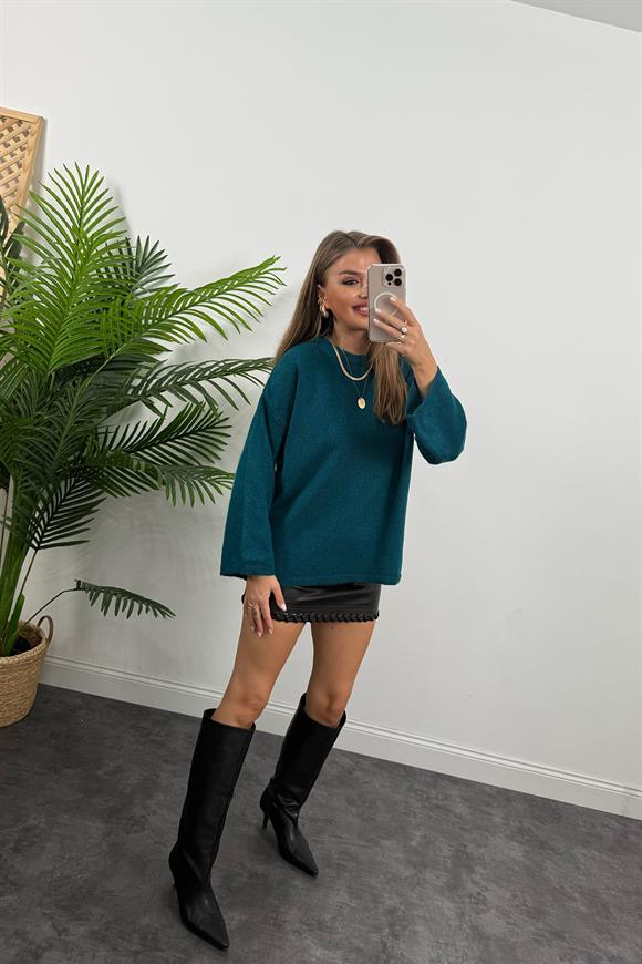 Geniş Kol Basic Yumoş Salaş Kazak Petrol