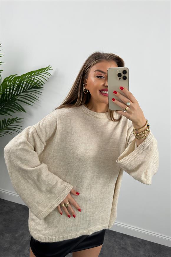 Geniş Kol Basic Yumoş Salaş Kazak Taş