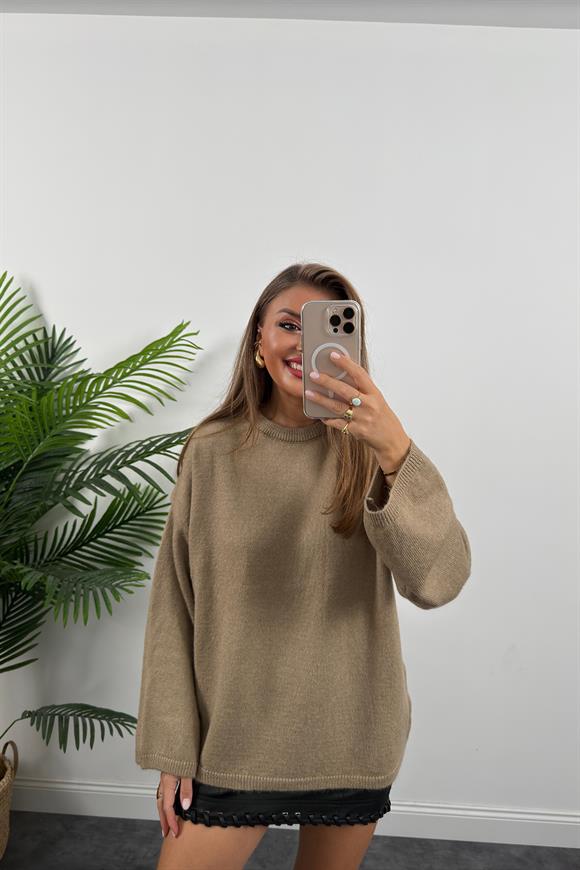 Geniş Kol Basic Yumoş Salaş Kazak Vizon