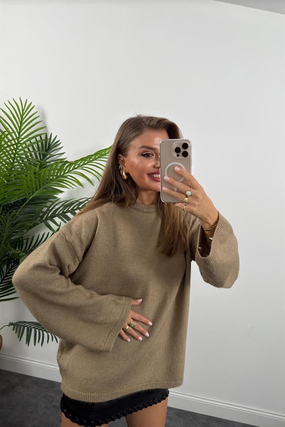 Geniş Kol Basic Yumoş Salaş Kazak Vizon