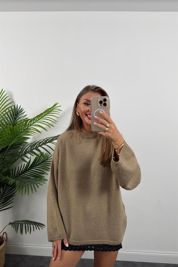 Geniş Kol Basic Yumoş Salaş Kazak Vizon