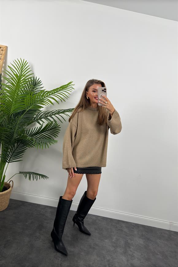 Geniş Kol Basic Yumoş Salaş Kazak Vizon