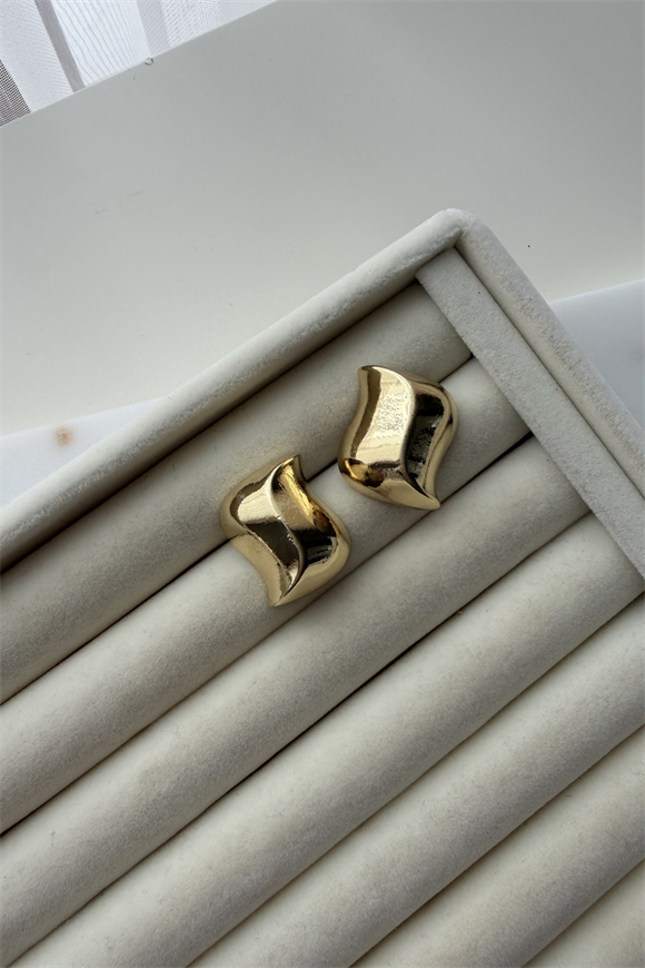 Gold Bombeli Plaka Küpe