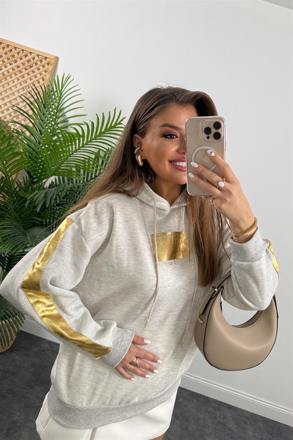 Gold Şeritli Shine Sweat Gri