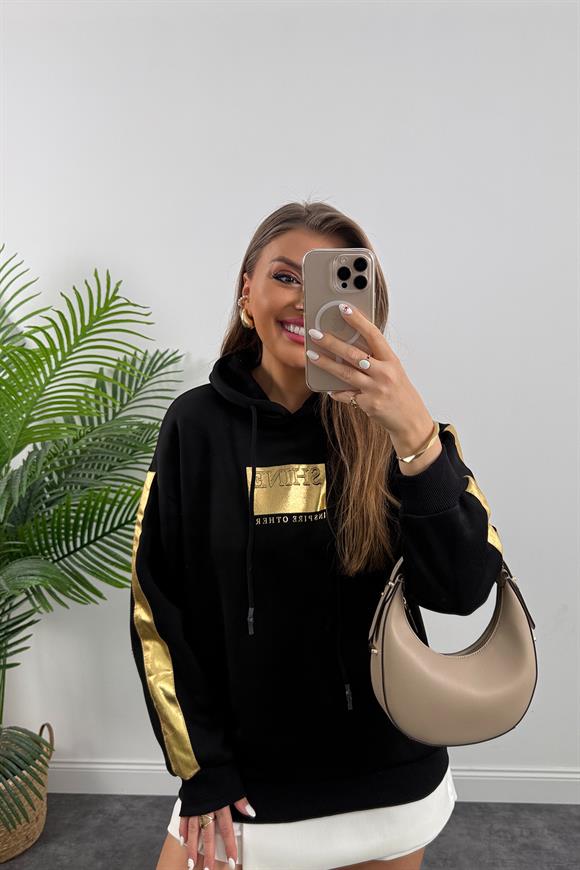 Gold Şeritli Shine Sweat Siyah