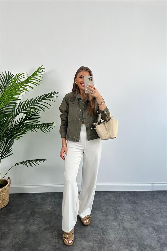 İthal Ürün Lüx Kalite Haki Jean Ceket