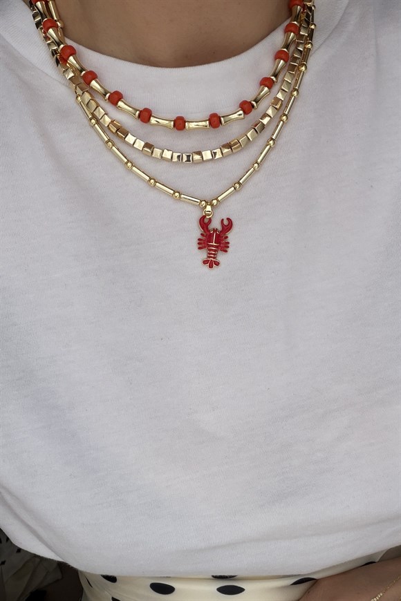 Kırmızı Topçuk Kolye