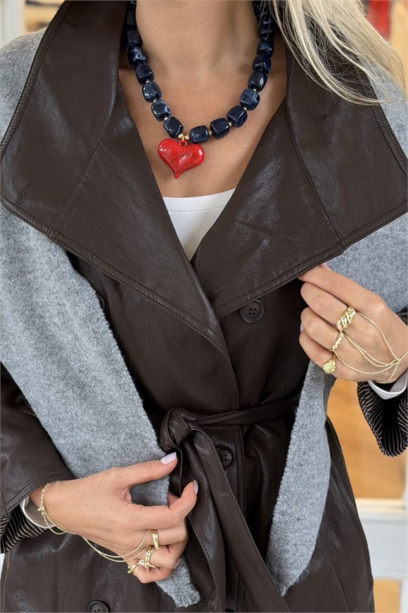 Lacivert Kalp Kolye