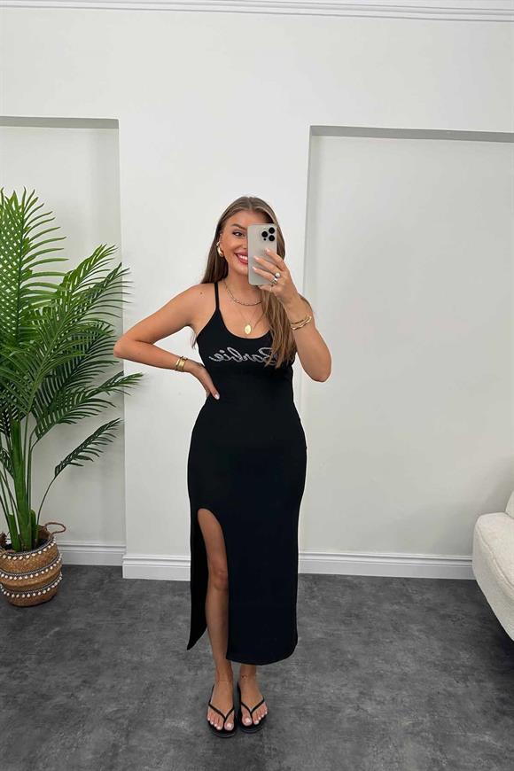 Likralı Kalın Ottoman Kumaştan Barbie Kalem Elbise