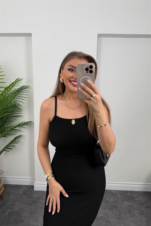 Likralı Ottoman Kumaş Sırt Dekolteli Midi Boy Kalem Elbise