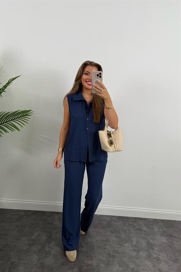 Love İt Basic Likralı Gofre Takım İndigo