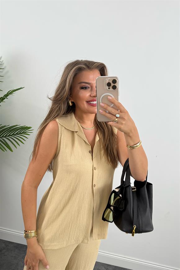 Love İt Basic Likralı Gofre Takım Taş