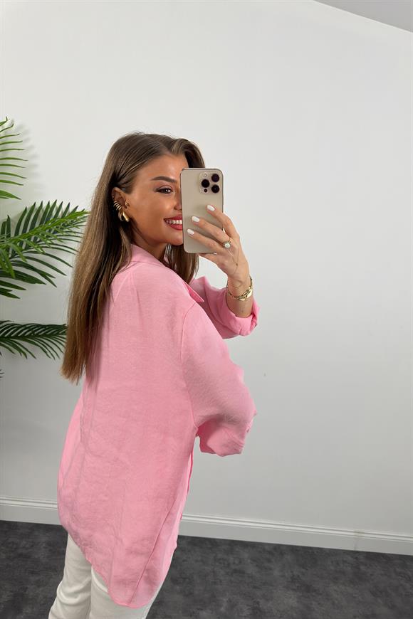 Lüx Kalite Basic Salaş Tensel Gömlek Pamuk Şekeri