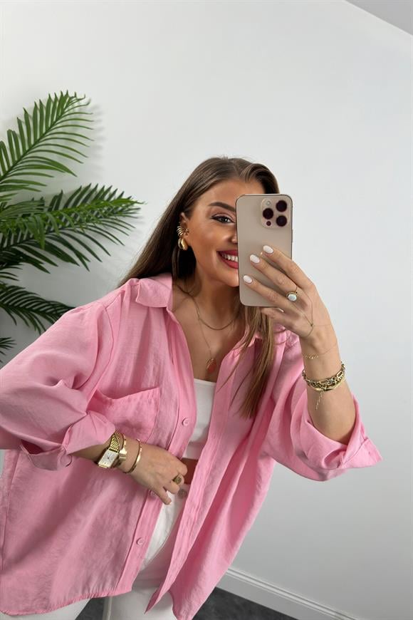 Lüx Kalite Basic Salaş Tensel Gömlek Pamuk Şekeri