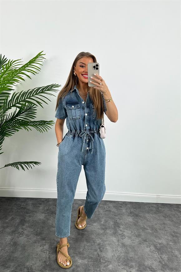 Lüx Kalite Beli Lastikli Jean Tulum