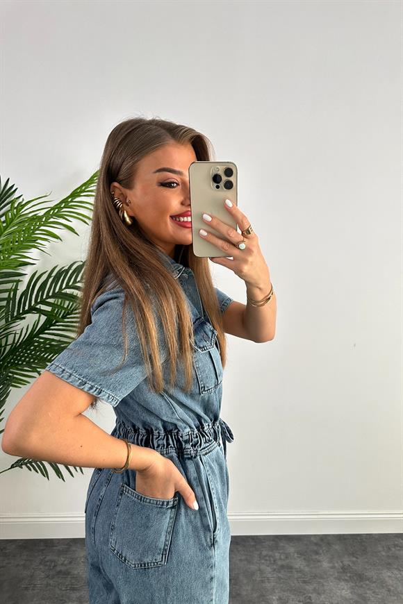 Lüx Kalite Beli Lastikli Jean Tulum