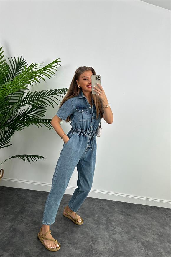 Lüx Kalite Beli Lastikli Jean Tulum