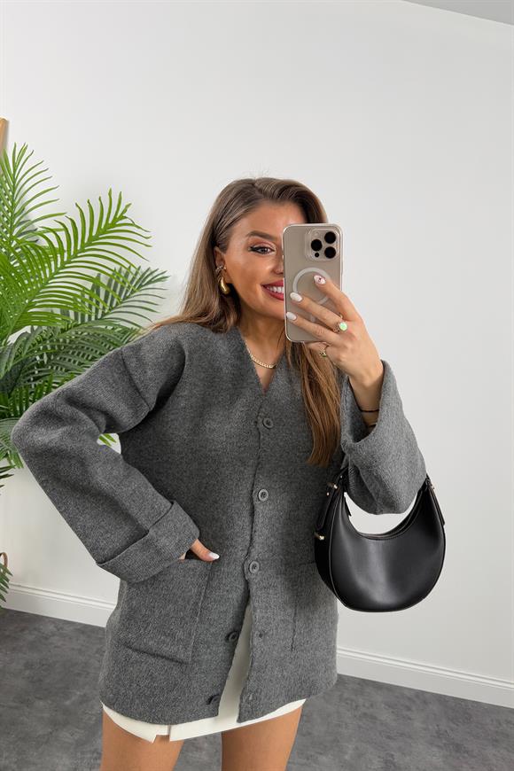 Lüx Kalite Çelik Triko Ceket Antrasit