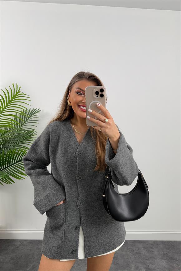 Lüx Kalite Çelik Triko Ceket Antrasit