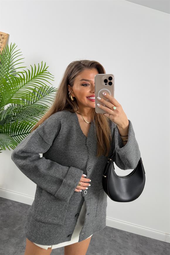 Lüx Kalite Çelik Triko Ceket Antrasit