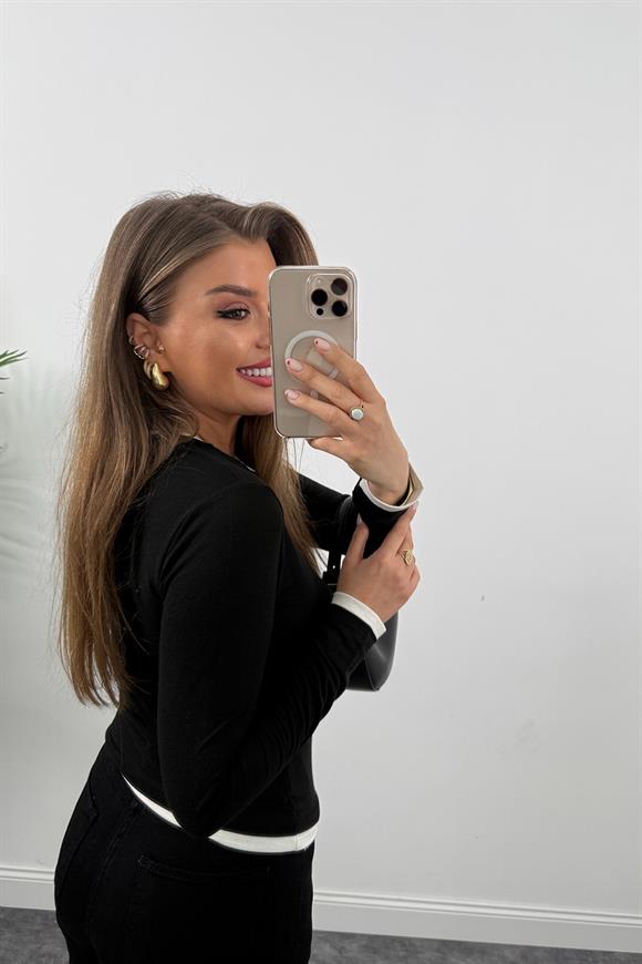 Lüx Kalite Çift Biyeli İnce Pamuklu Triko Siyah