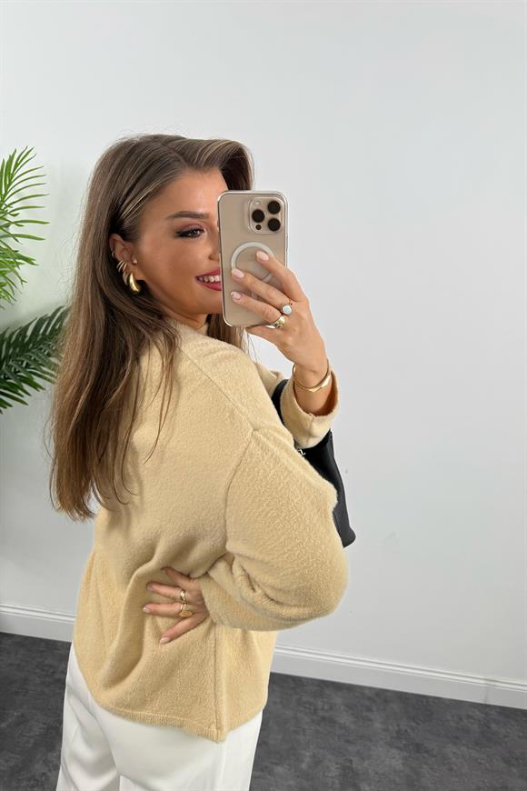 Lüx Kalite Dik Yaka Basic Yumoş Kazak Taş