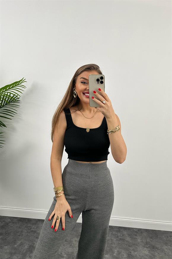 Lüx Kalite Likralı Triko Pantolon Antrasit