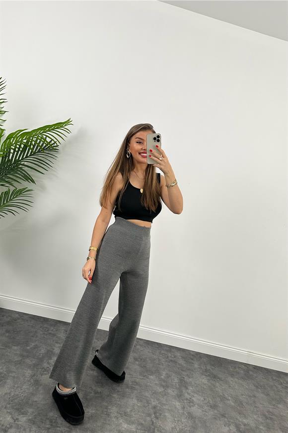 Lüx Kalite Likralı Triko Pantolon Antrasit