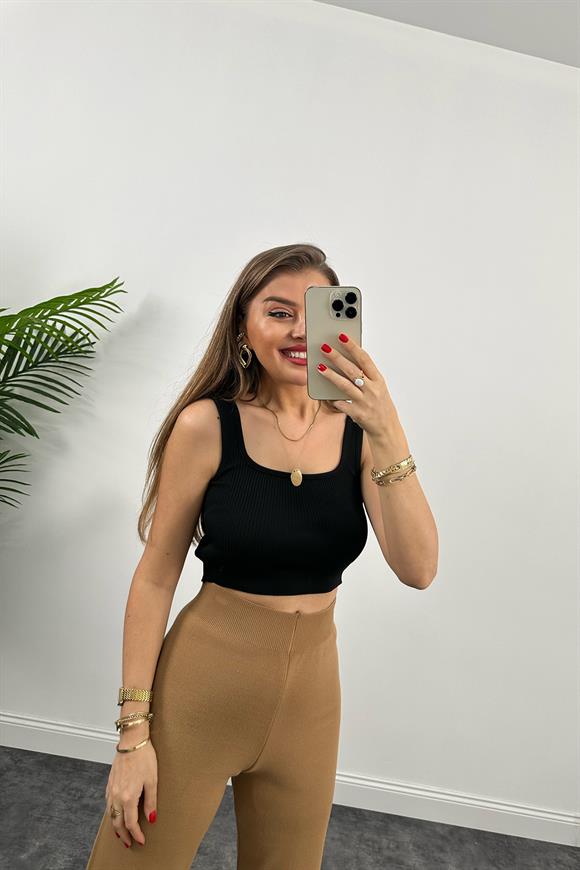 Lüx Kalite Likralı Triko Pantolon Camel