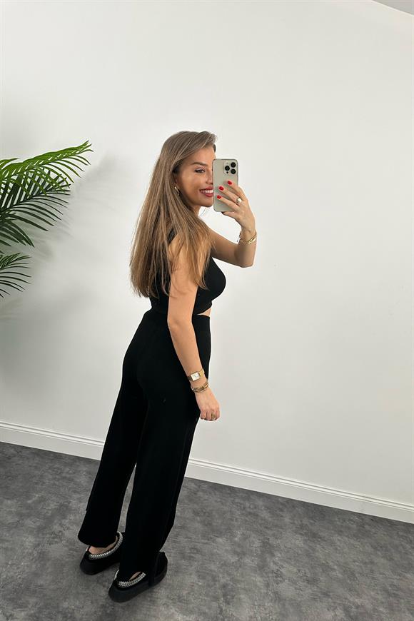 Lüx Kalite Likralı Triko Pantolon Siyah