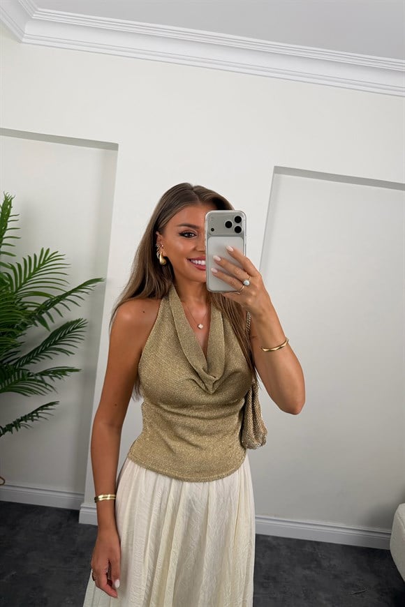 Lüx Kalite Gold Merserize Degaje Bluz