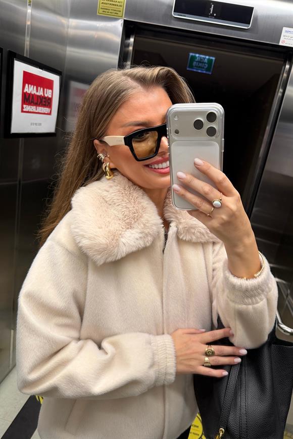 Lüx Kalite İthal Kumaş Kürk Mont Taş