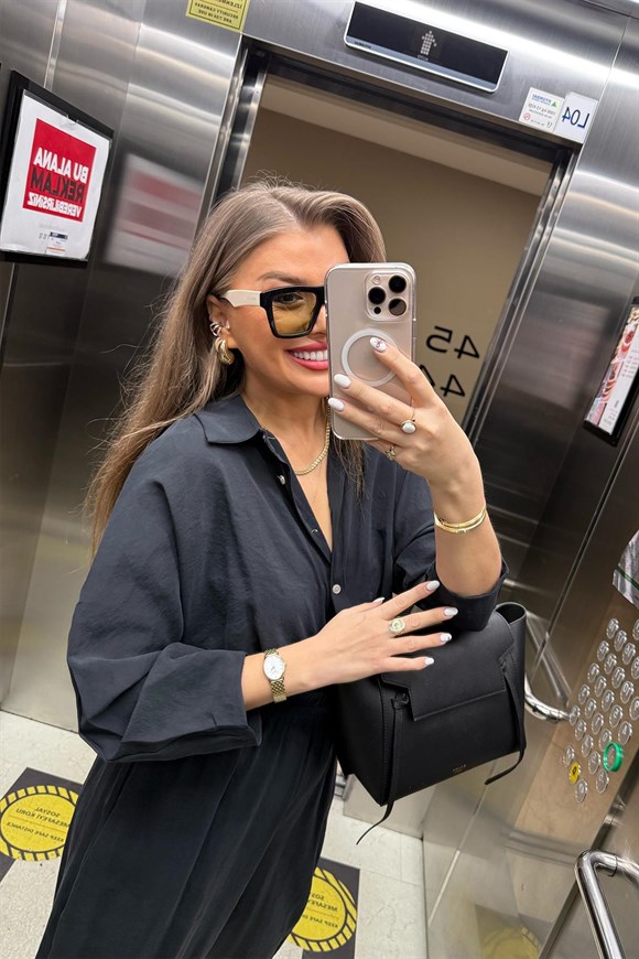 Lüx Kalite İthal Tensel Kumaş Harem Takım Siyah  