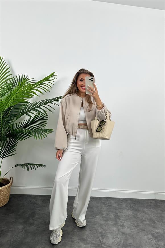 Lüx Kalite Kaşe Bomber Ceket Taş