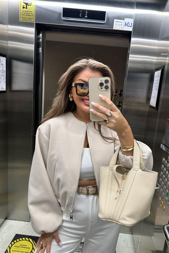 Lüx Kalite Kaşe Bomber Ceket Taş