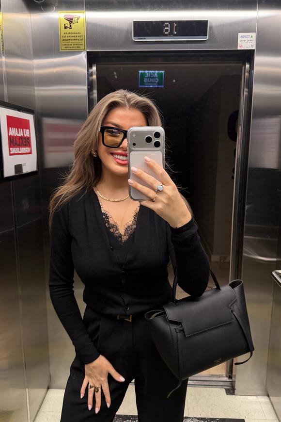 Lüx Kalite Kaşmir Dokulu Dantelli Atlet Hırka Birleşik Triko