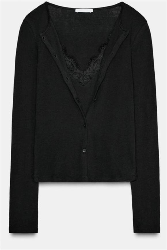 Lüx Kalite Kaşmir Dokulu Dantelli Atlet Hırka Birleşik Triko