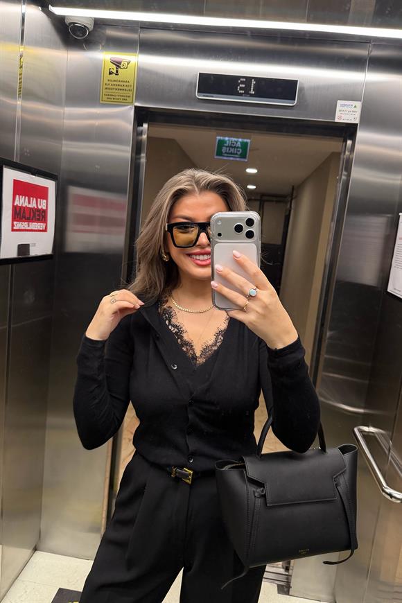 Lüx Kalite Kaşmir Dokulu Dantelli Atlet Hırka Birleşik Triko