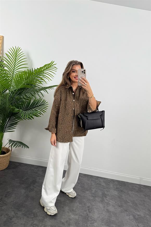 Lüx Kalite Marka Model Leopar Jean Ceket