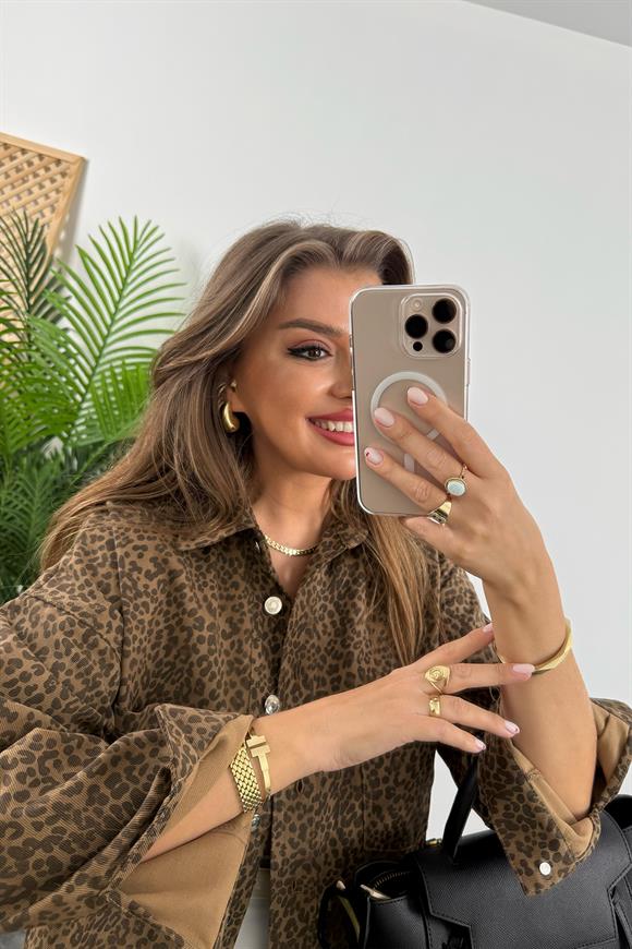 Lüx Kalite Marka Model Leopar Jean Ceket