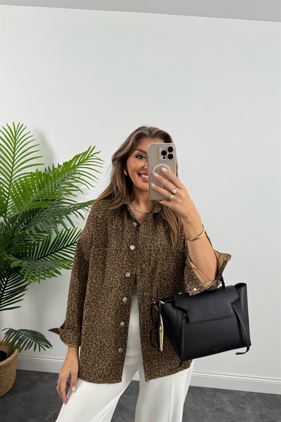 Lüx Kalite Marka Model Leopar Jean Ceket