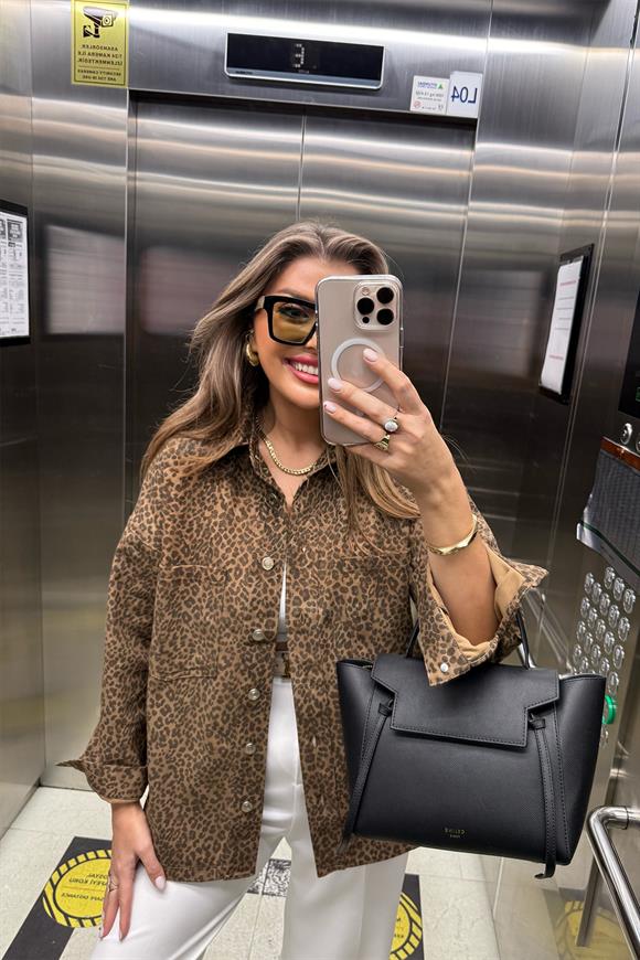 Lüx Kalite Marka Model Leopar Jean Ceket