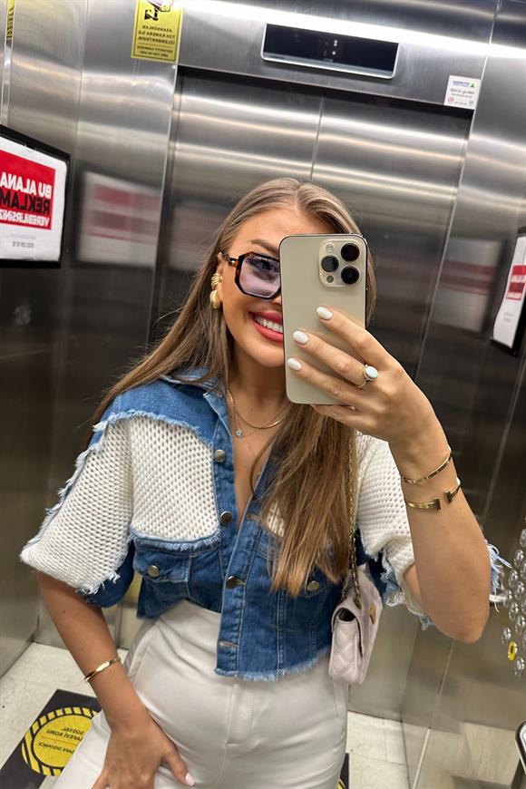 Lüx Kalite Marka Model Tasarım Jean Mixli Ceket