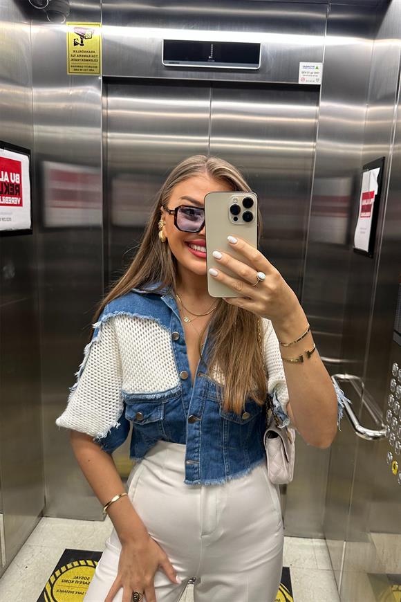 Lüx Kalite Marka Model Tasarım Jean Mixli Ceket